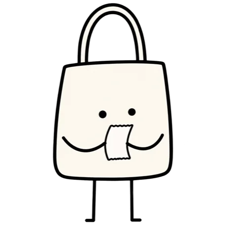 The NoteNote tote holding a receipt
